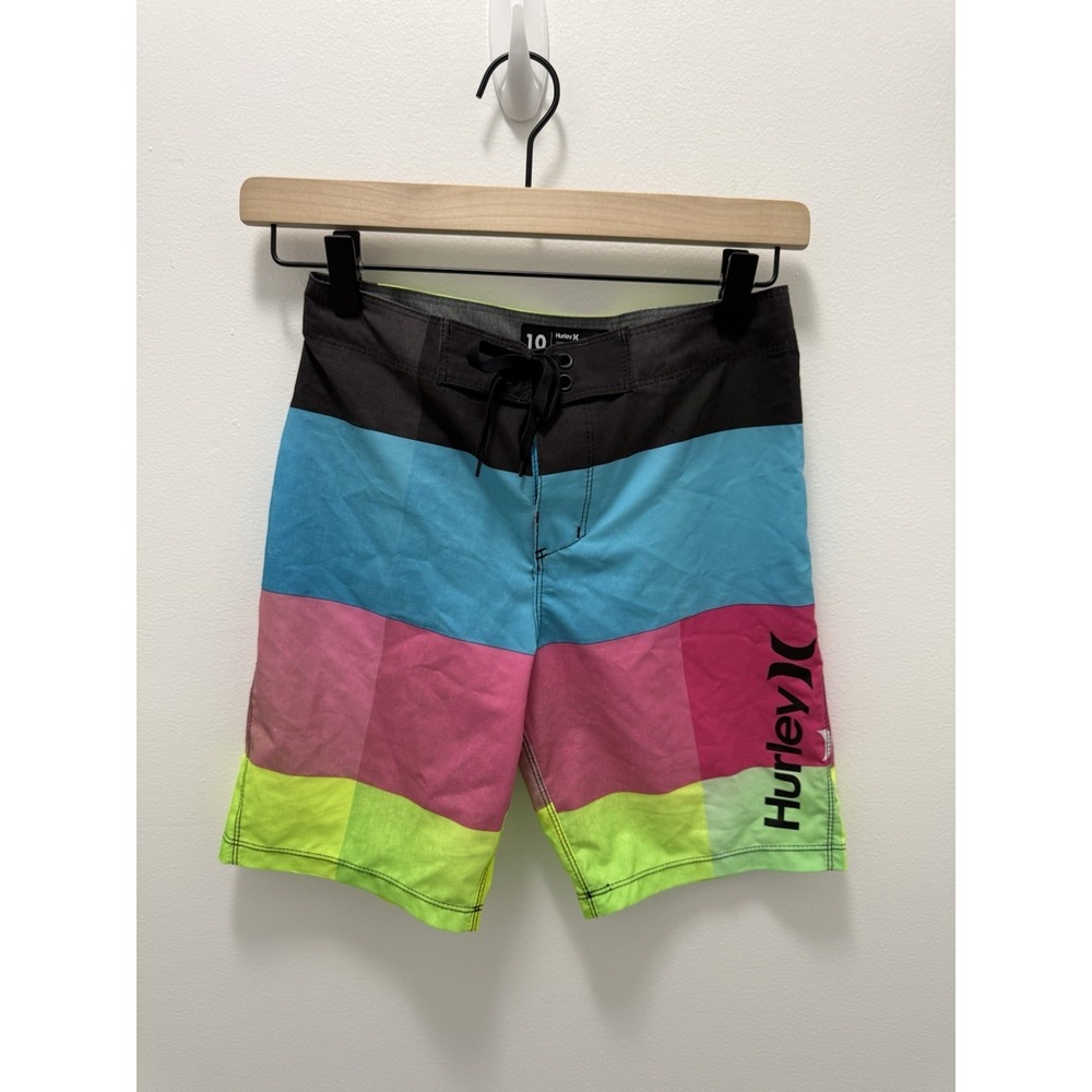 Hurley Phantom Neon Colorblock Board Shorts – Boys Size 10